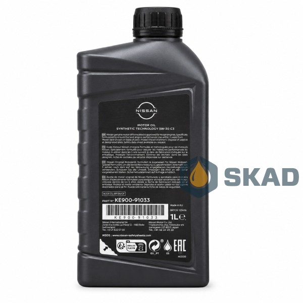 Nissan Motor Oil ST C3 5W-30, 1 л. KE90091033