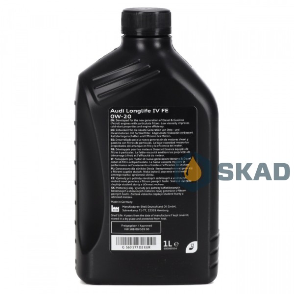 VAG LongLife IV FE 0W-20, 1 л. GS60577D2