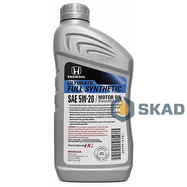 Моторна олива Honda 5W-20 Ultimate Full Synthetic SP/GF-6, 1л